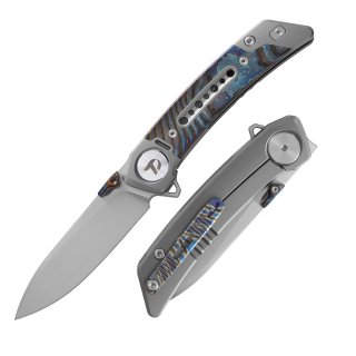 M390 Pocket Knife with Titanium and Zirconium Alloy Damascus Handle